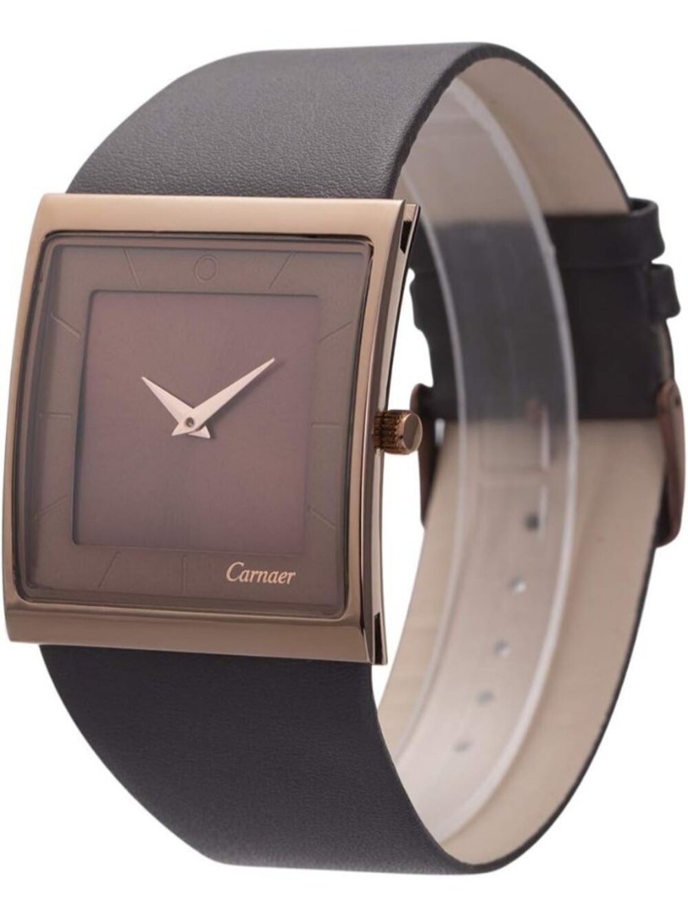 Men's Brown Square Fashion Minimalist Quartz Casual Analog Classic Wrist Watches